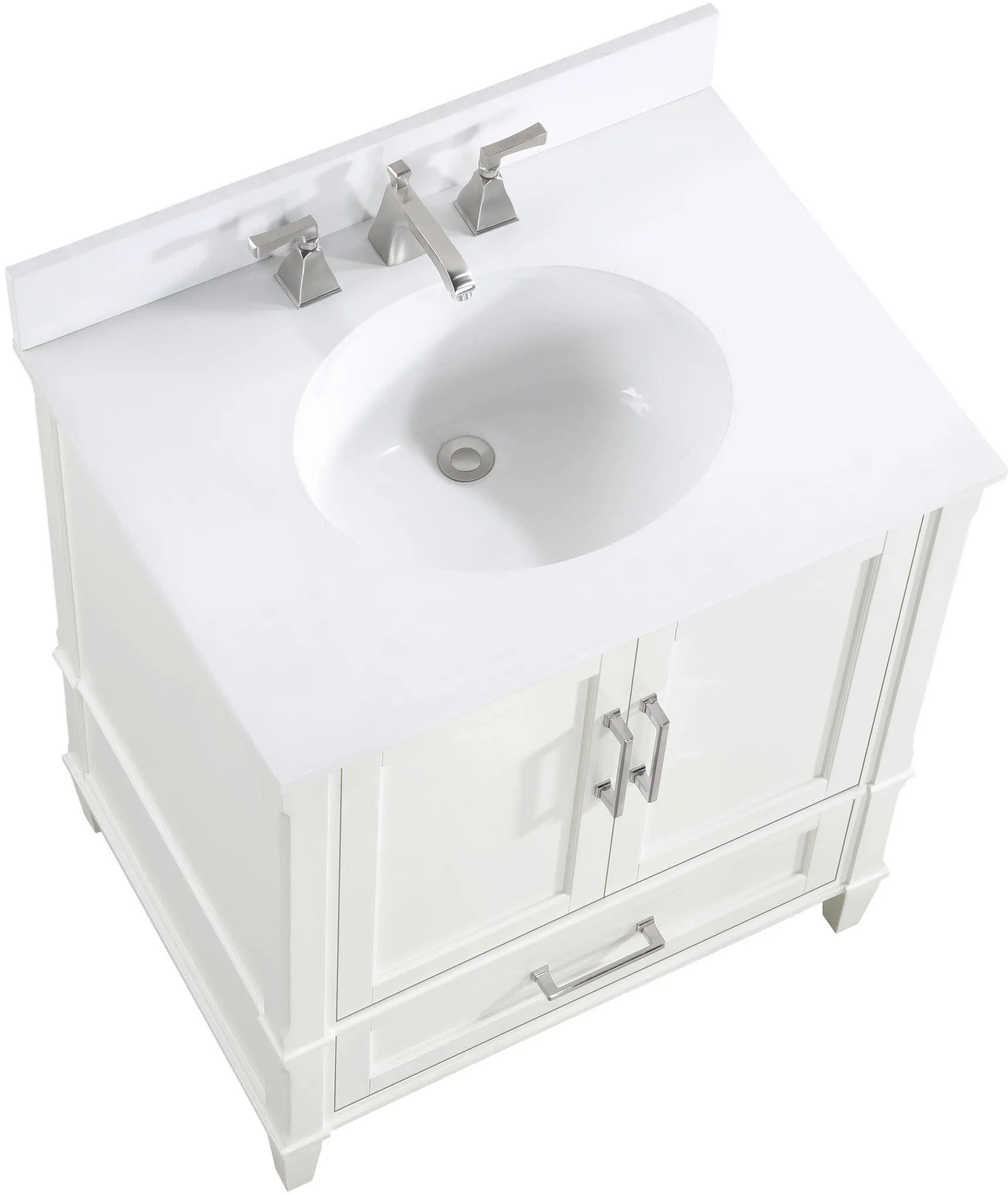 Montauk 36" Bathroom Vanity, Pure White with White Quartz top