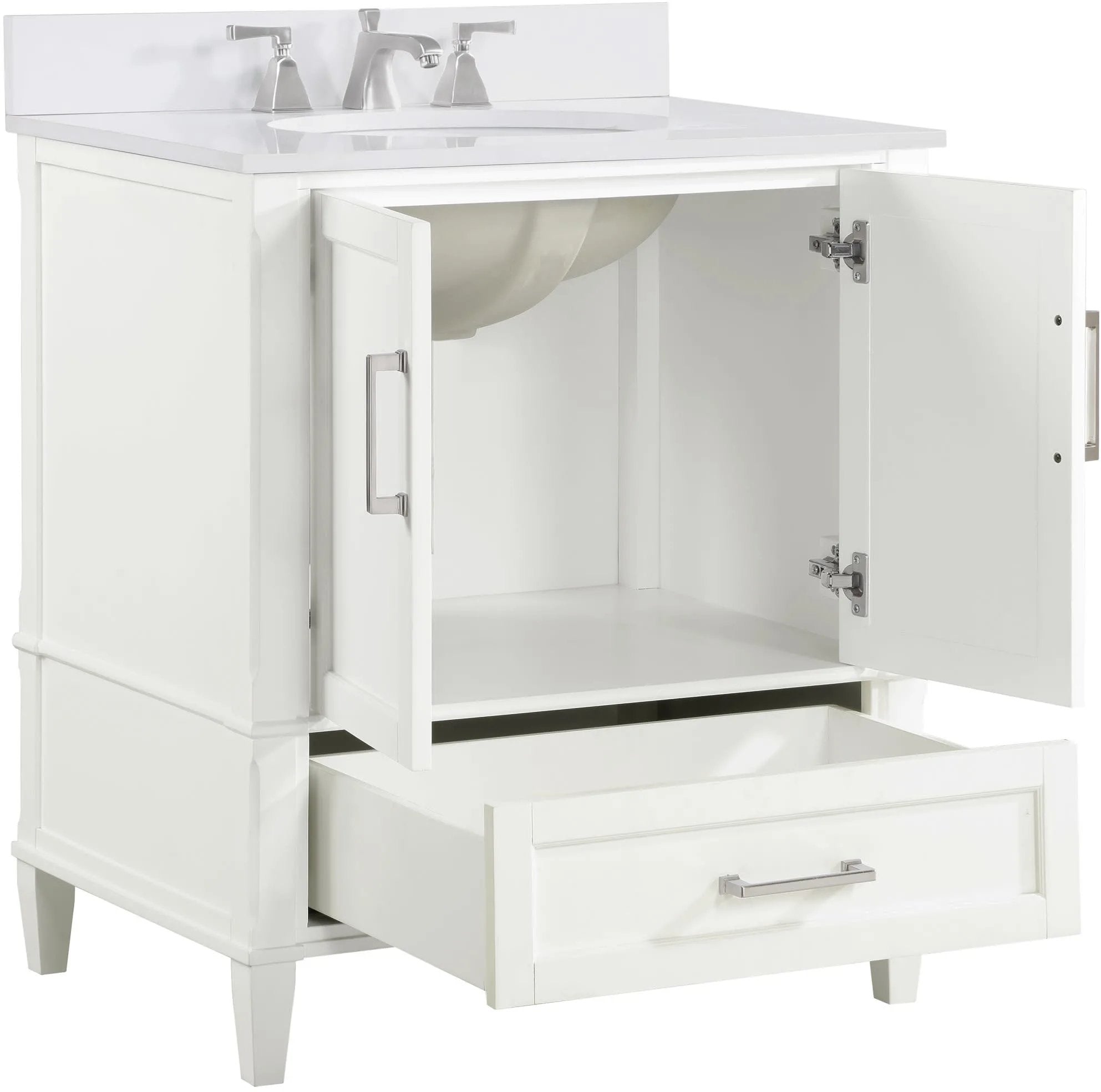 Montauk 36" Bathroom Vanity, Pure White with White Quartz top