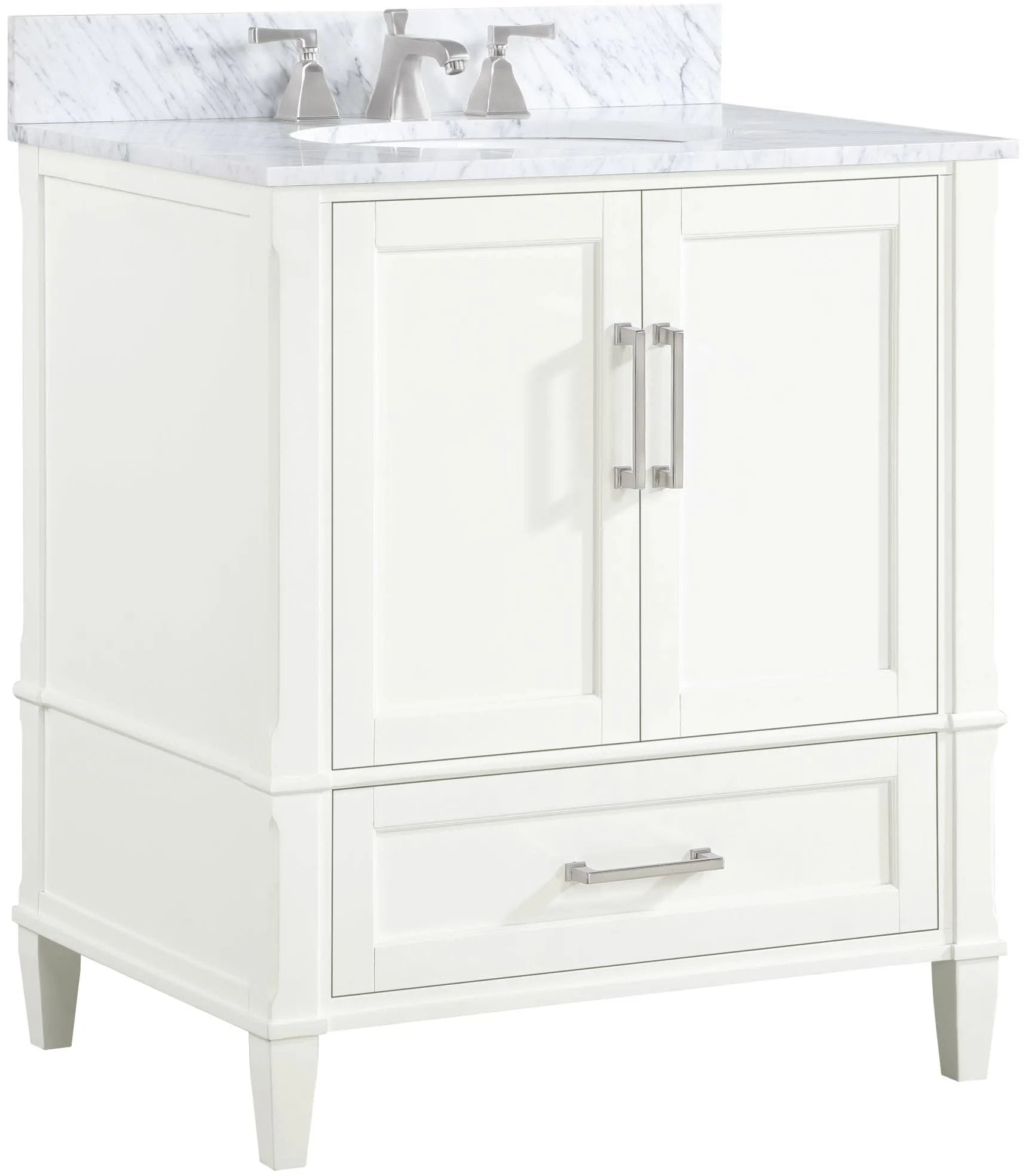 Montauk 36" Bathroom Vanity, Pure White with Carrara Marble top