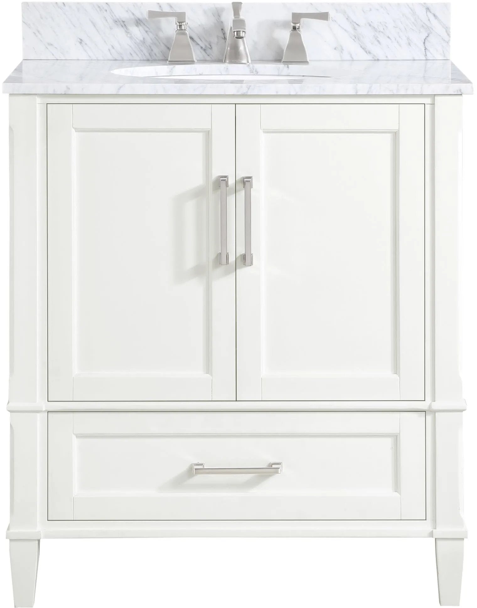 Montauk 36" Bathroom Vanity, Pure White with Carrara Marble top