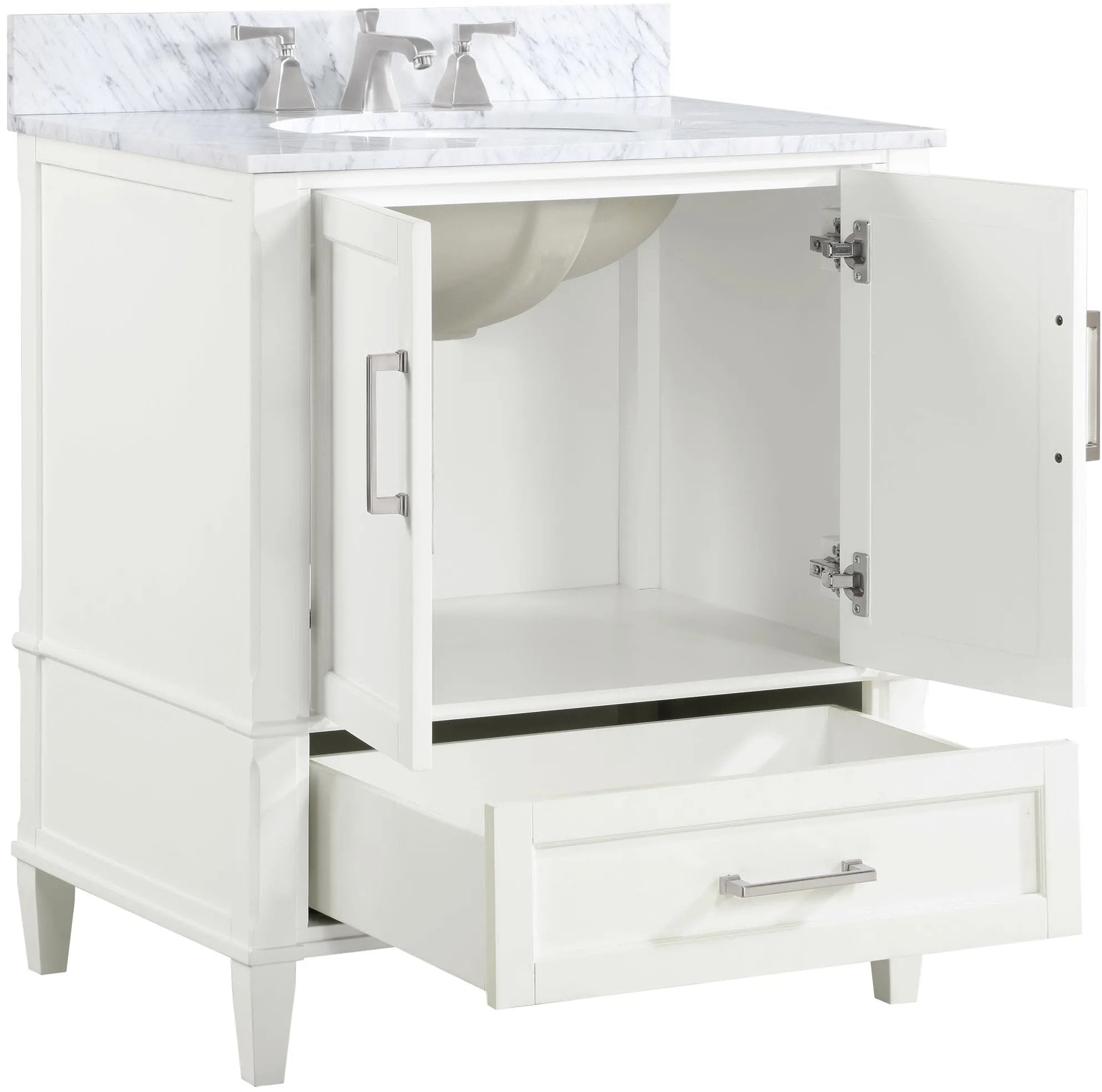 Montauk 36" Bathroom Vanity, Pure White with Carrara Marble top