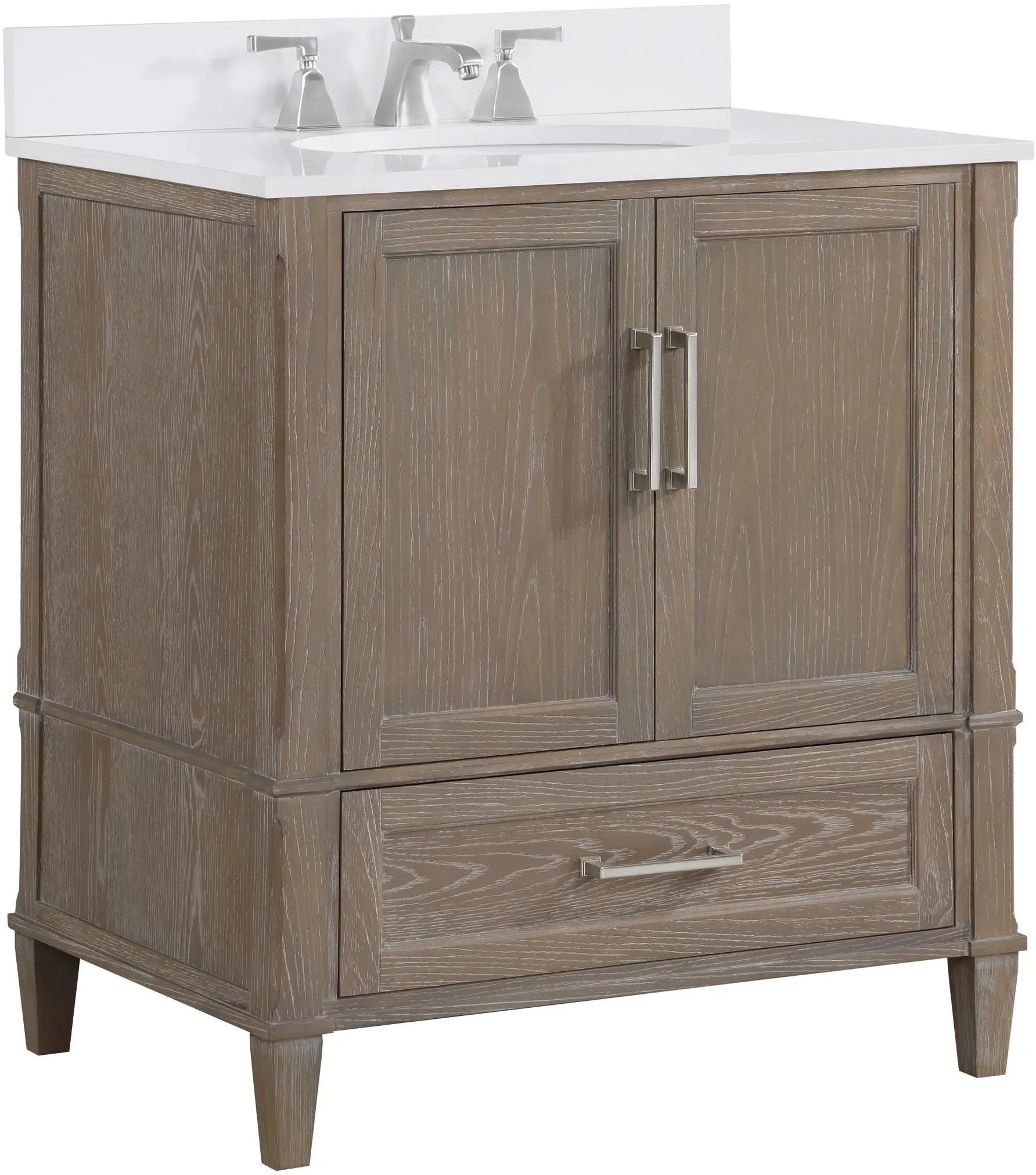 Montauk 36" Bathroom Vanity, Light Oak with White Quartz top