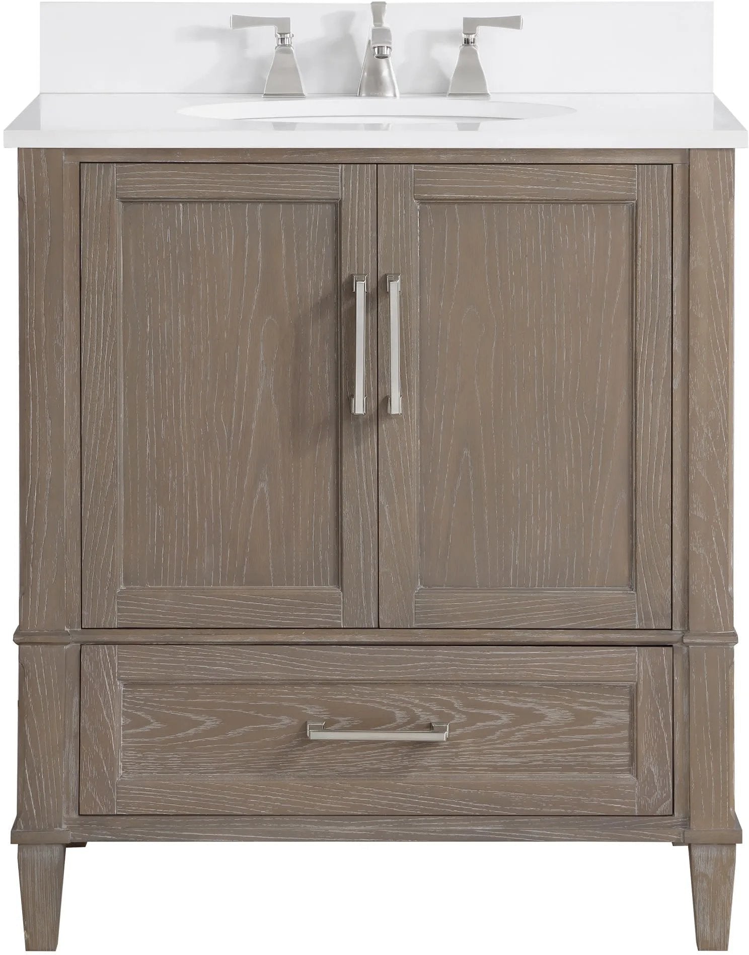 Montauk 36" Bathroom Vanity, Light Oak with White Quartz top