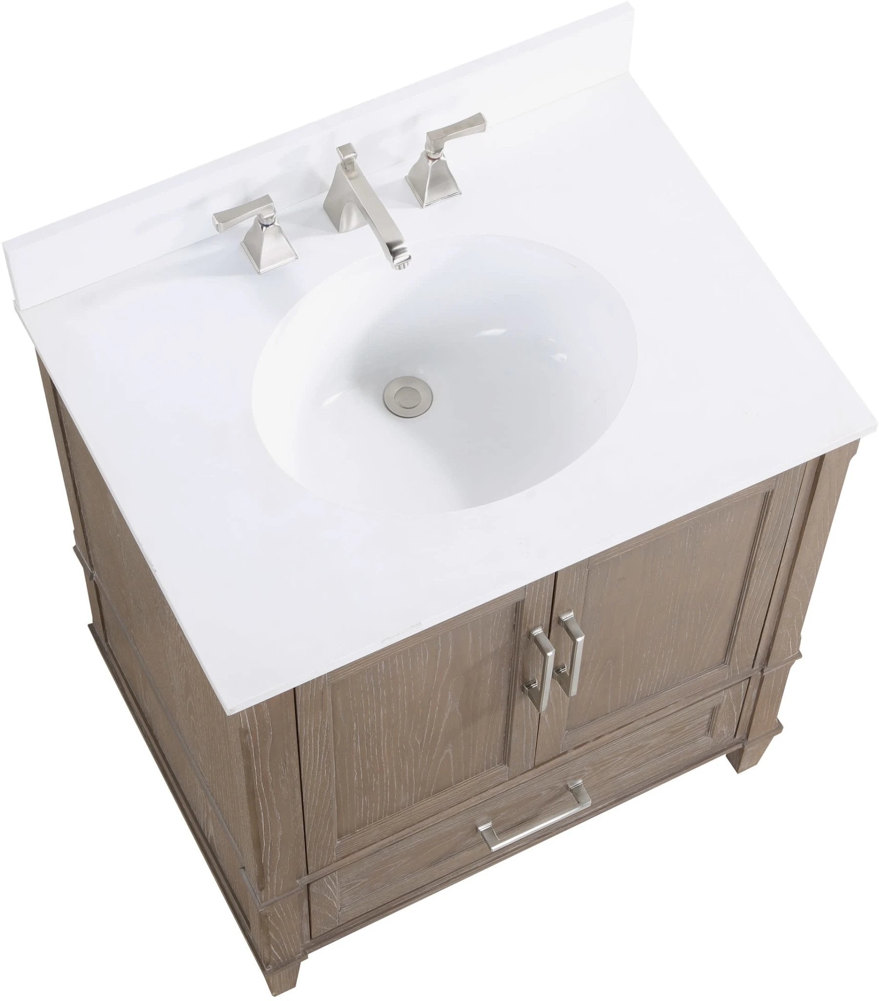 Montauk 36" Bathroom Vanity, Light Oak with White Quartz top