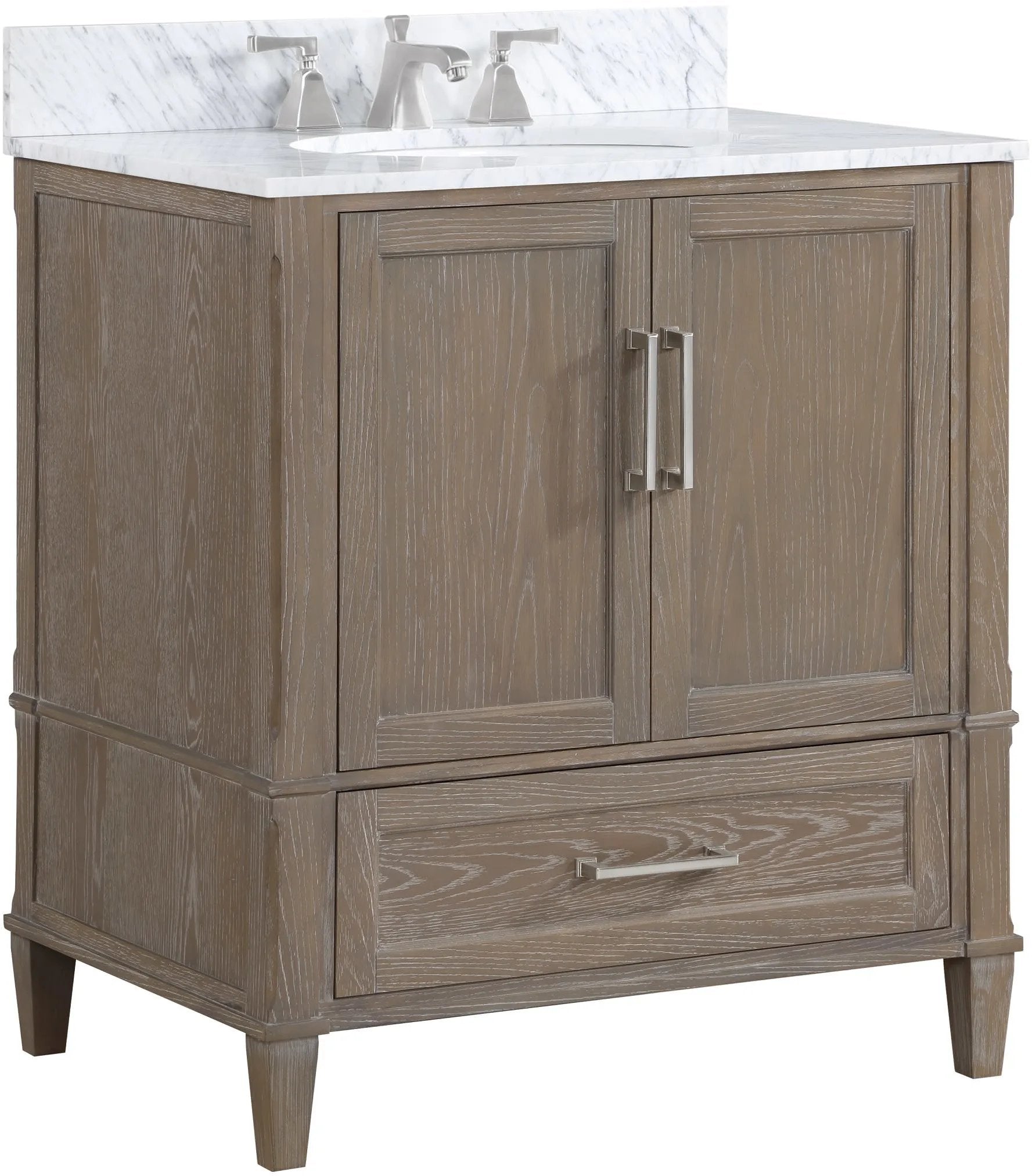 Montauk 36" Bathroom Vanity, Light Oak with Carrara Marble top