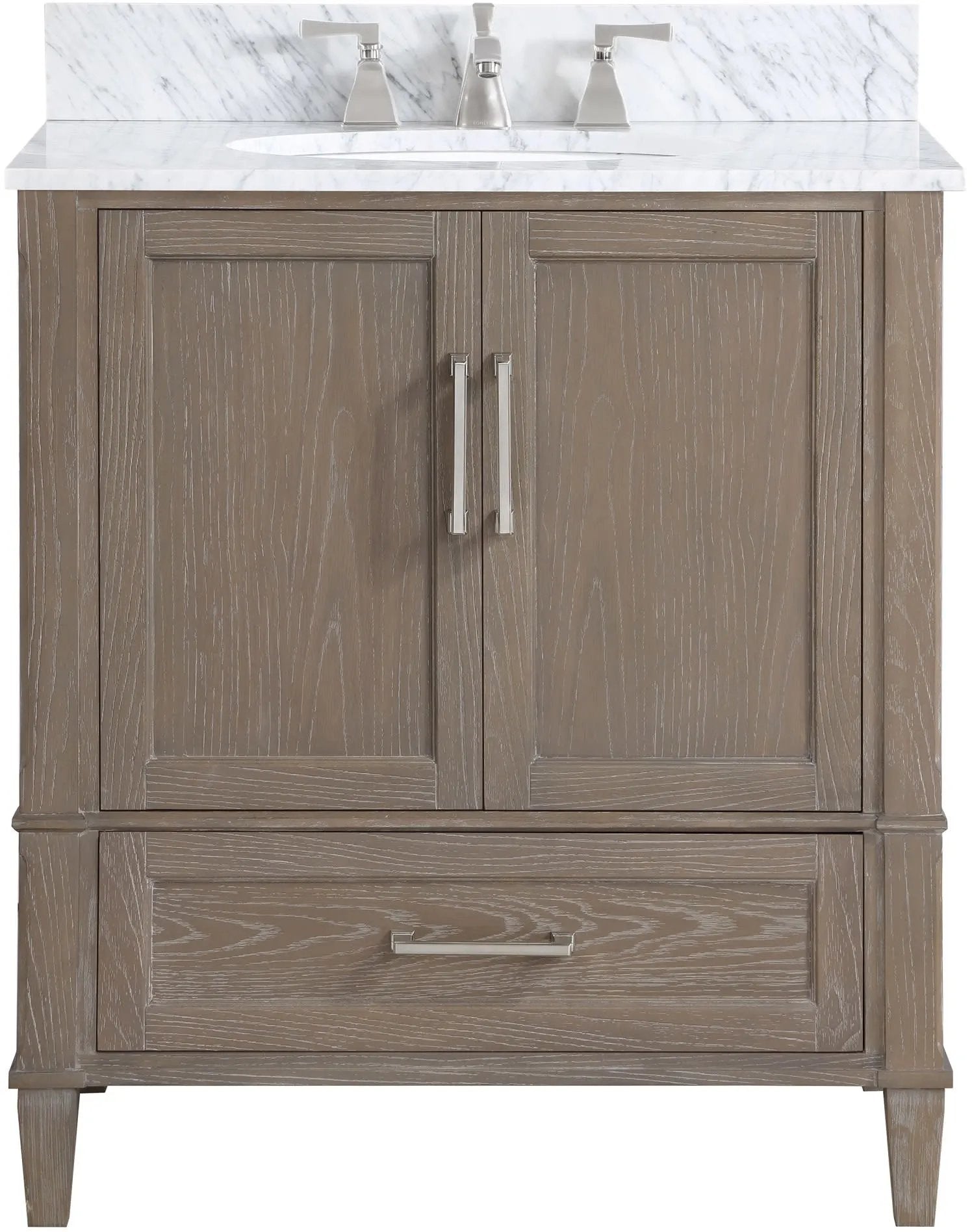 Montauk 36" Bathroom Vanity, Light Oak with Carrara Marble top