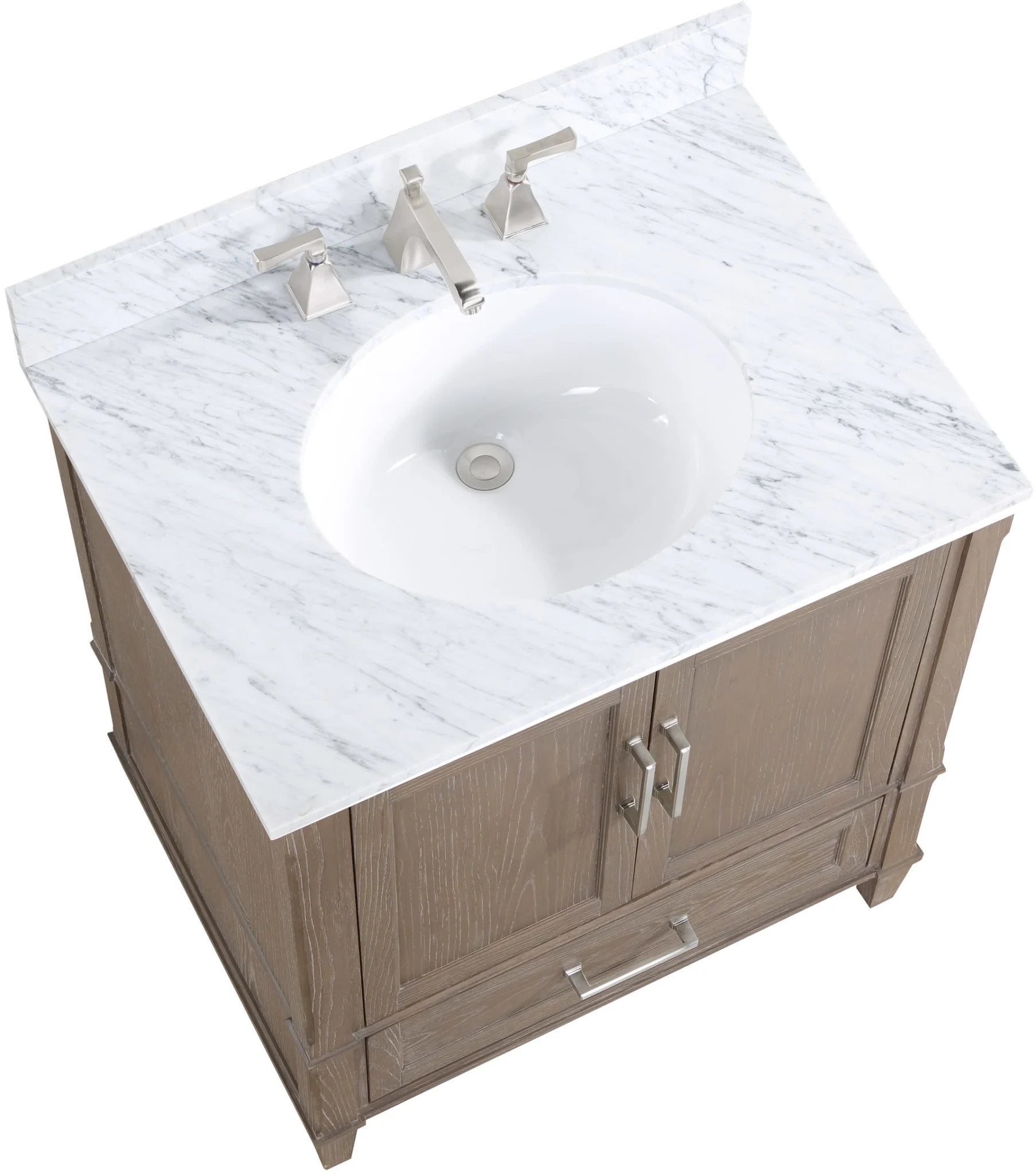 Montauk 36" Bathroom Vanity, Light Oak with Carrara Marble top