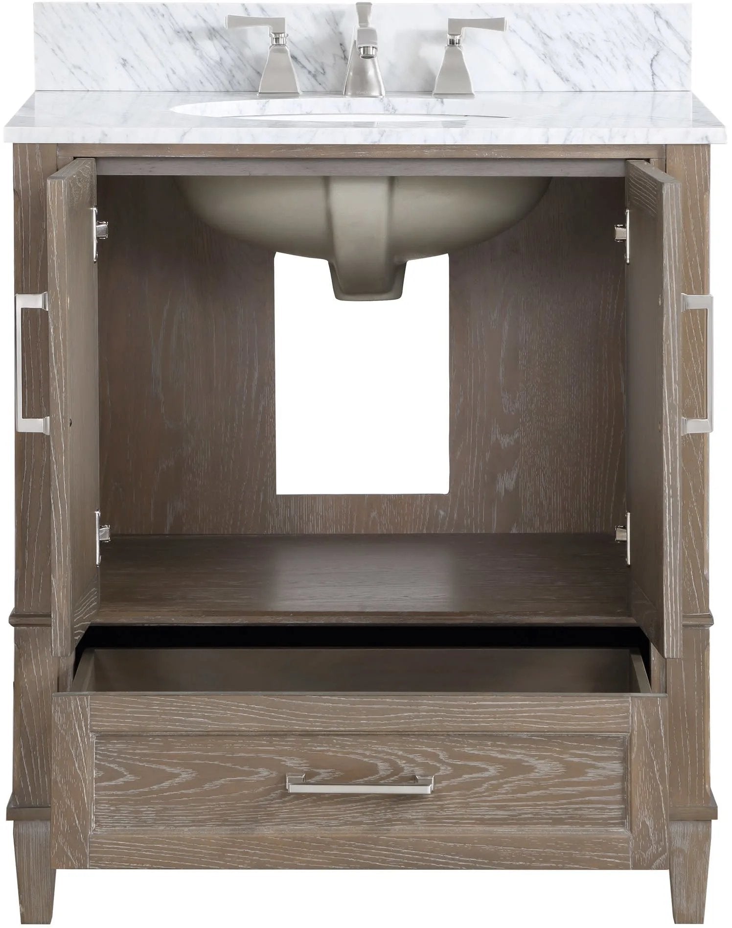 Montauk 36" Bathroom Vanity, Light Oak with Carrara Marble top