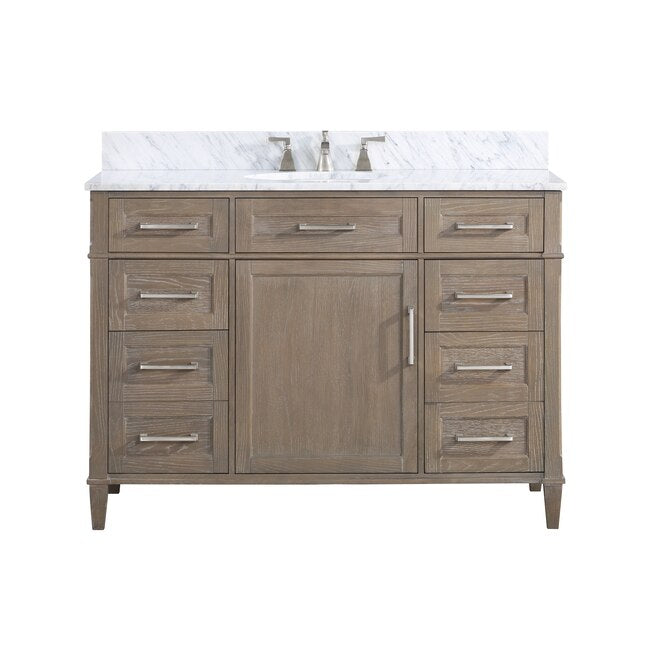 Montauk 48" Bathroom Vanity, Light Oak with Carrara Marble top