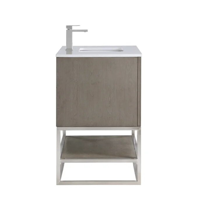 Terra 36" Bathroom Vanity, Greywash with White Quartz top