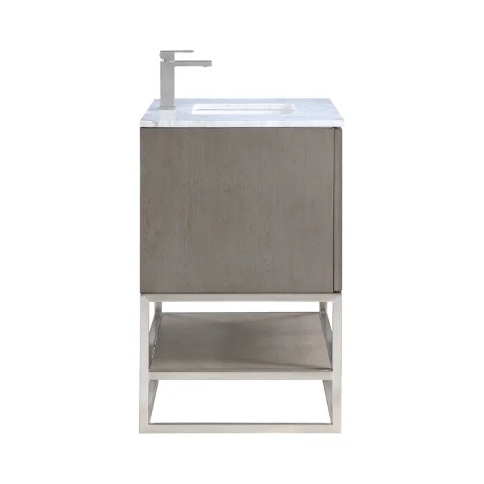 Terra 36" Bathroom Vanity, Greywash with Carrara Marble top