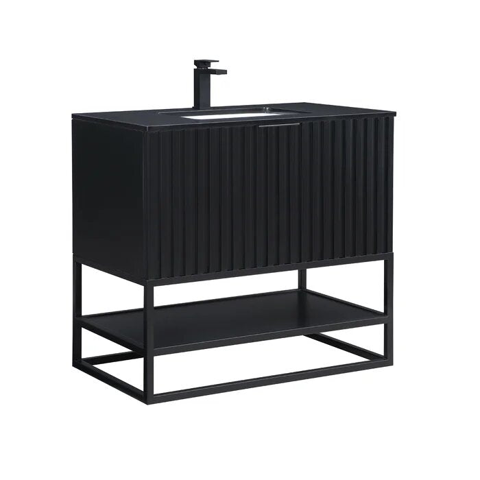 Terra 36" Bathroom Vanity, Black with Black top