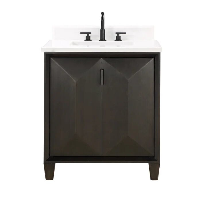 Zanzi 30" Bathroom Vanity, Graphite with White Granite