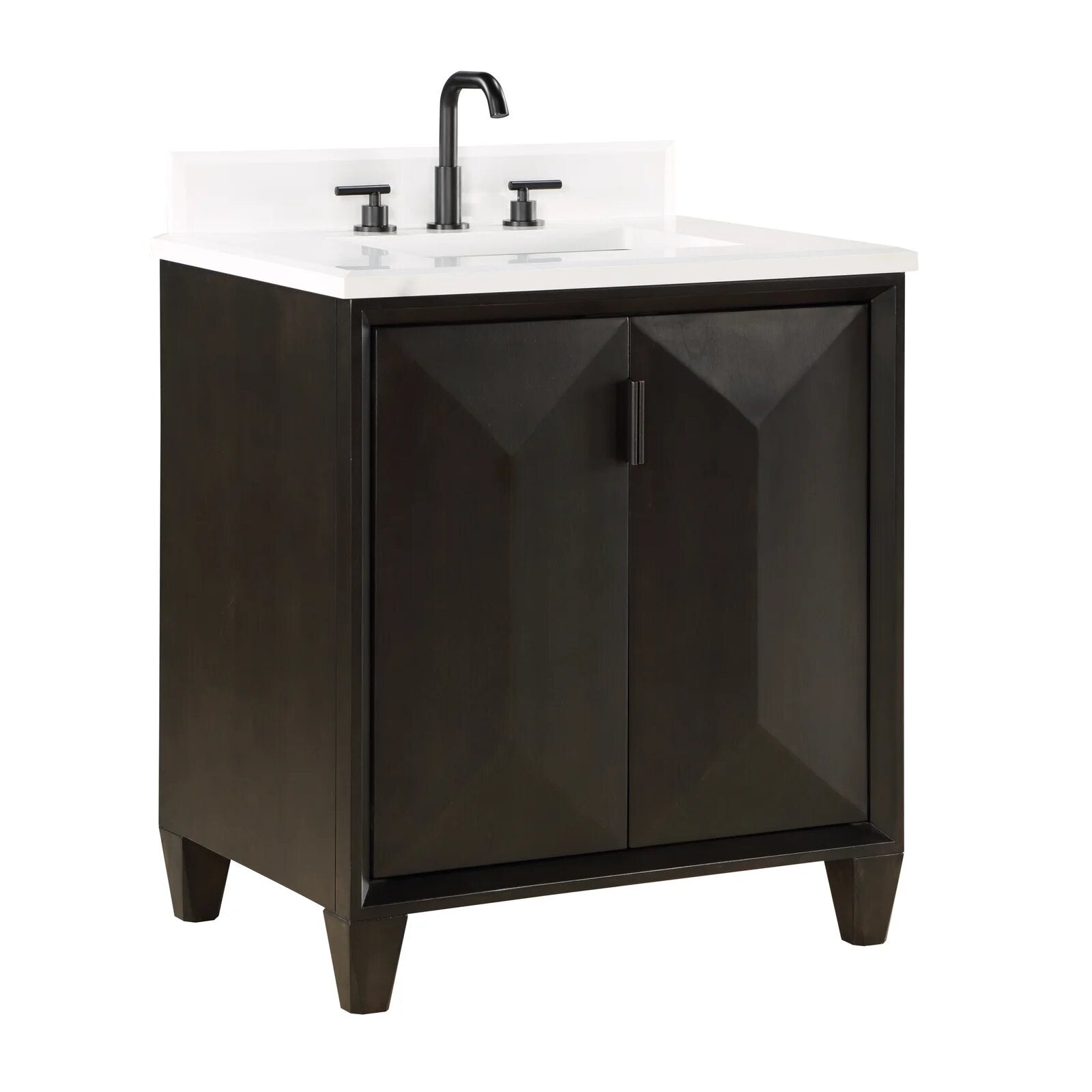 Zanzi 30" Bathroom Vanity, Graphite with White Granite