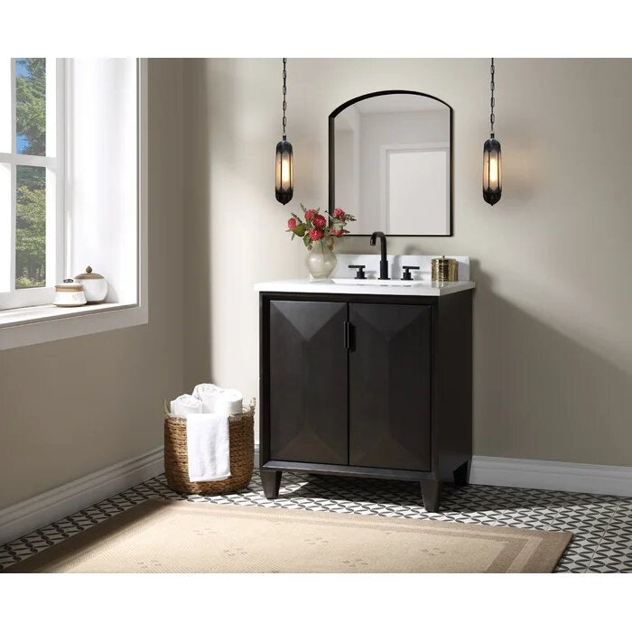 Zanzi 30" Bathroom Vanity, Graphite with White Granite