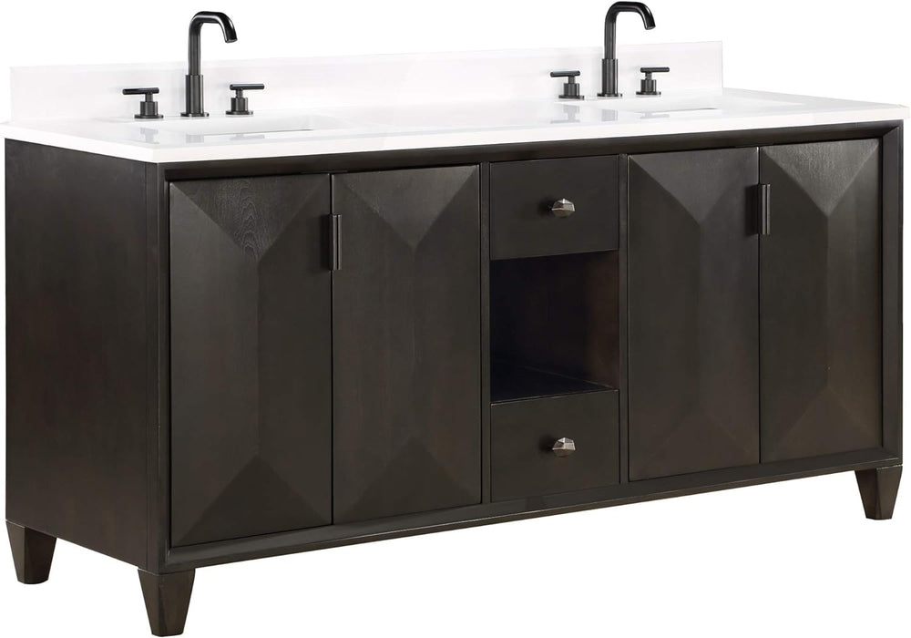 Zanzi 70" Bathroom Vanity, Graphite with White Granite