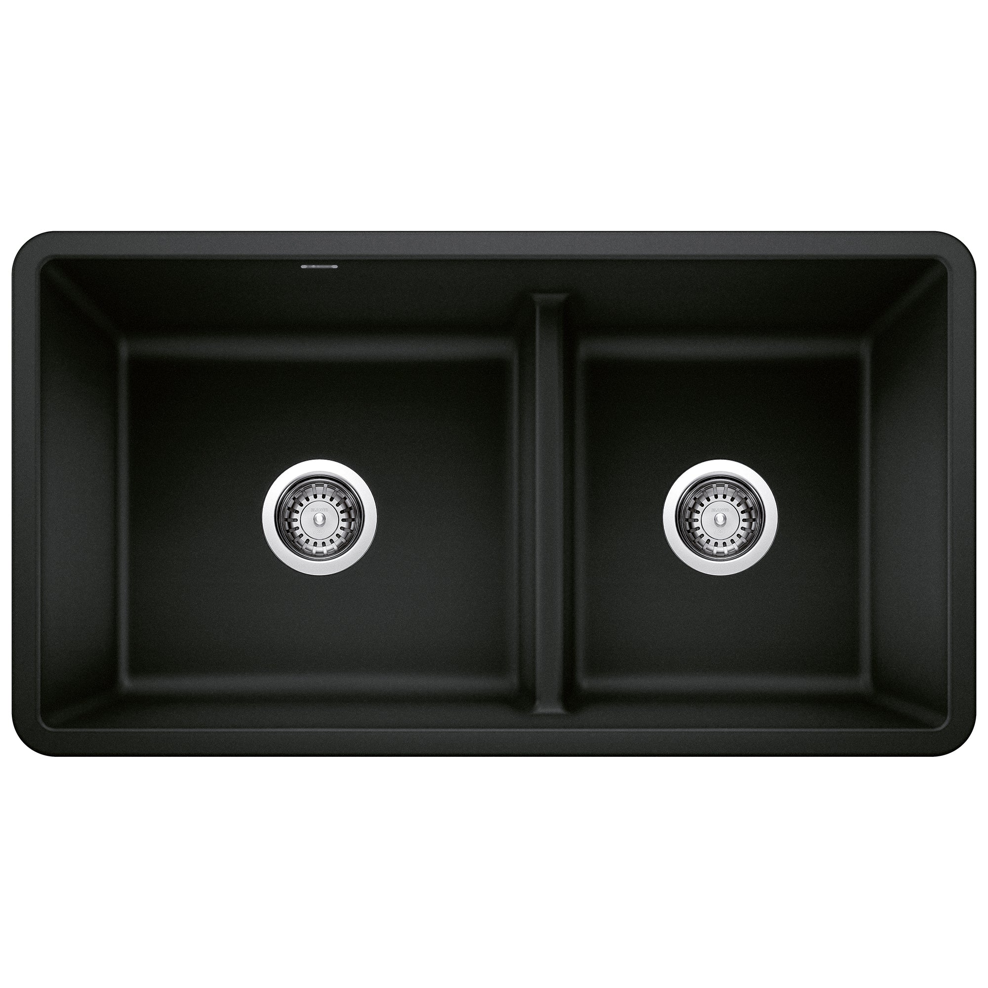 Blanco - 442925 - Precis SILGRANIT 33" 60/40 Reversible Double Bowl Undermount Kitchen Sink with Low Divide - Coal Black