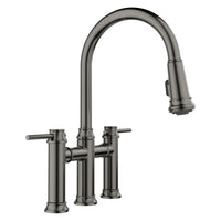 Blanco - 443263 - Empressa Pull-Down Dual-Spray Bridge Faucet - Satin Dark Steel