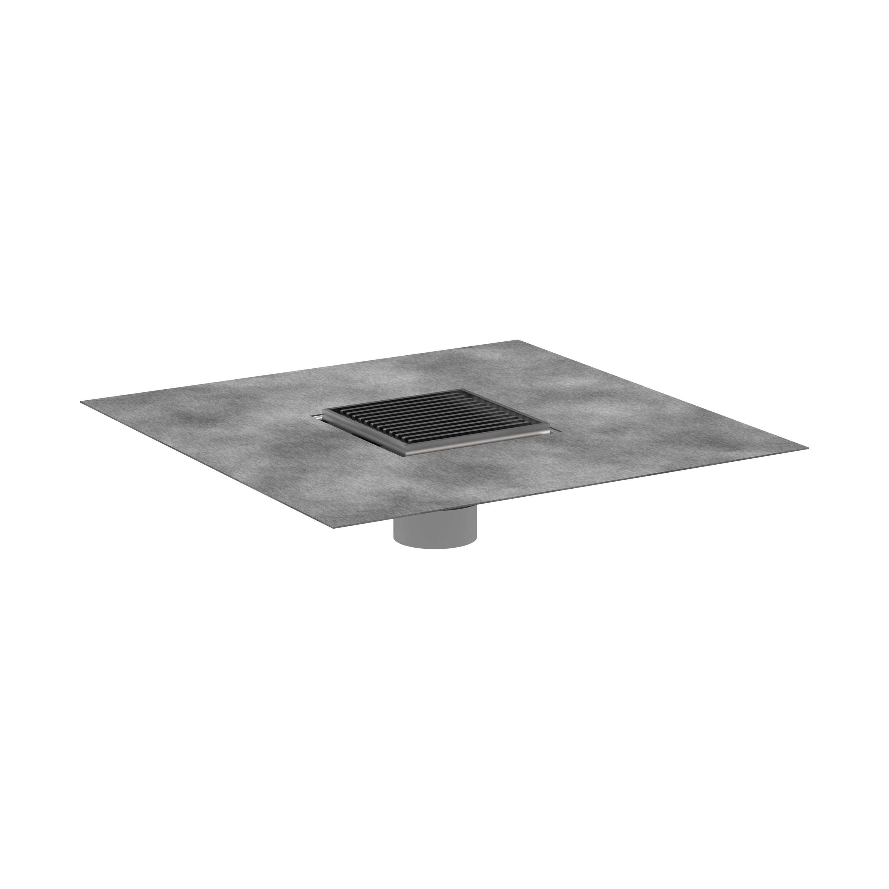 Point Drain Set 4"x 4" Trim with Height Adjustable Frame and Rough in Brushed Stainless Steel Finish