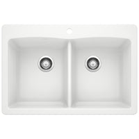 Blanco - 440221 - Diamond SILGRANIT 33" 50/50 Double Bowl Dual Mount Kitchen Sink - White