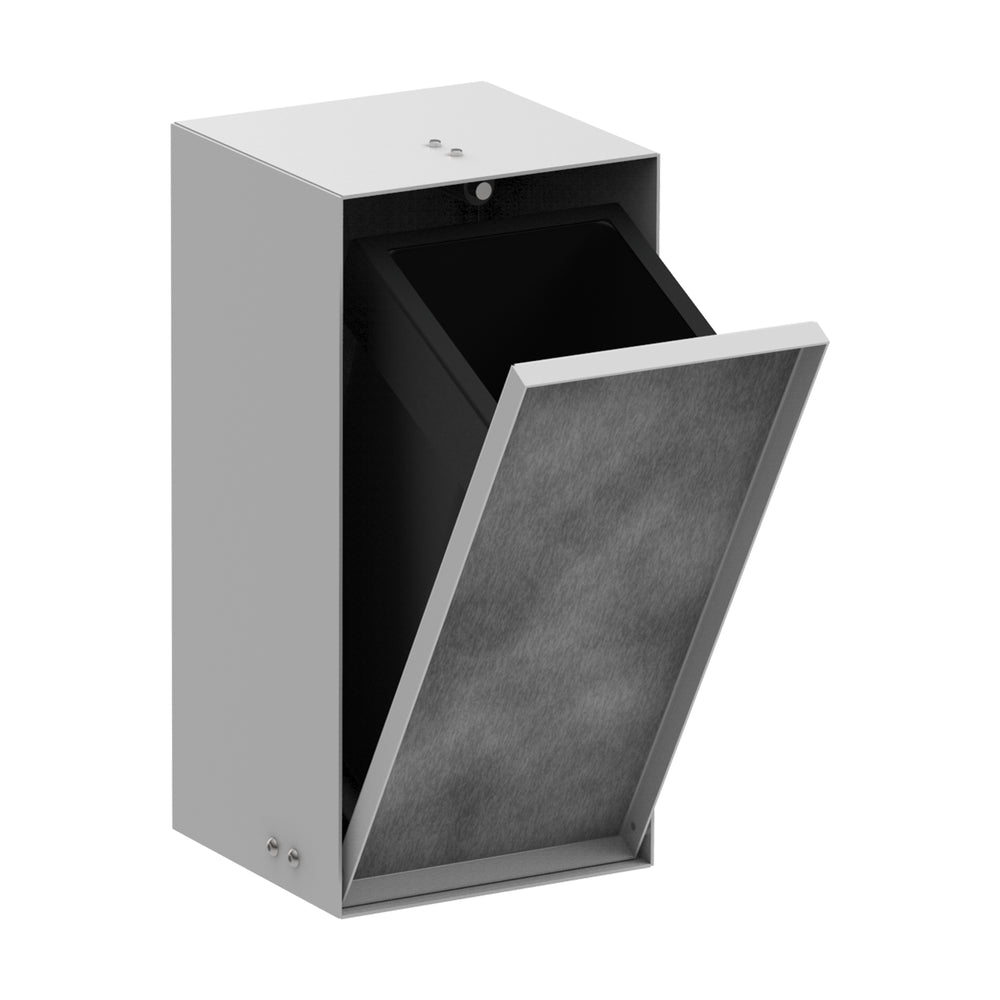 Recessed Trash Bin with Shelf & Tileable Door in Multiple Finishes