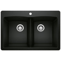 Blanco - 442912 - Diamond SILGRANIT 33" 50/50 Double Bowl Dual Mount Kitchen Sink - Coal Black