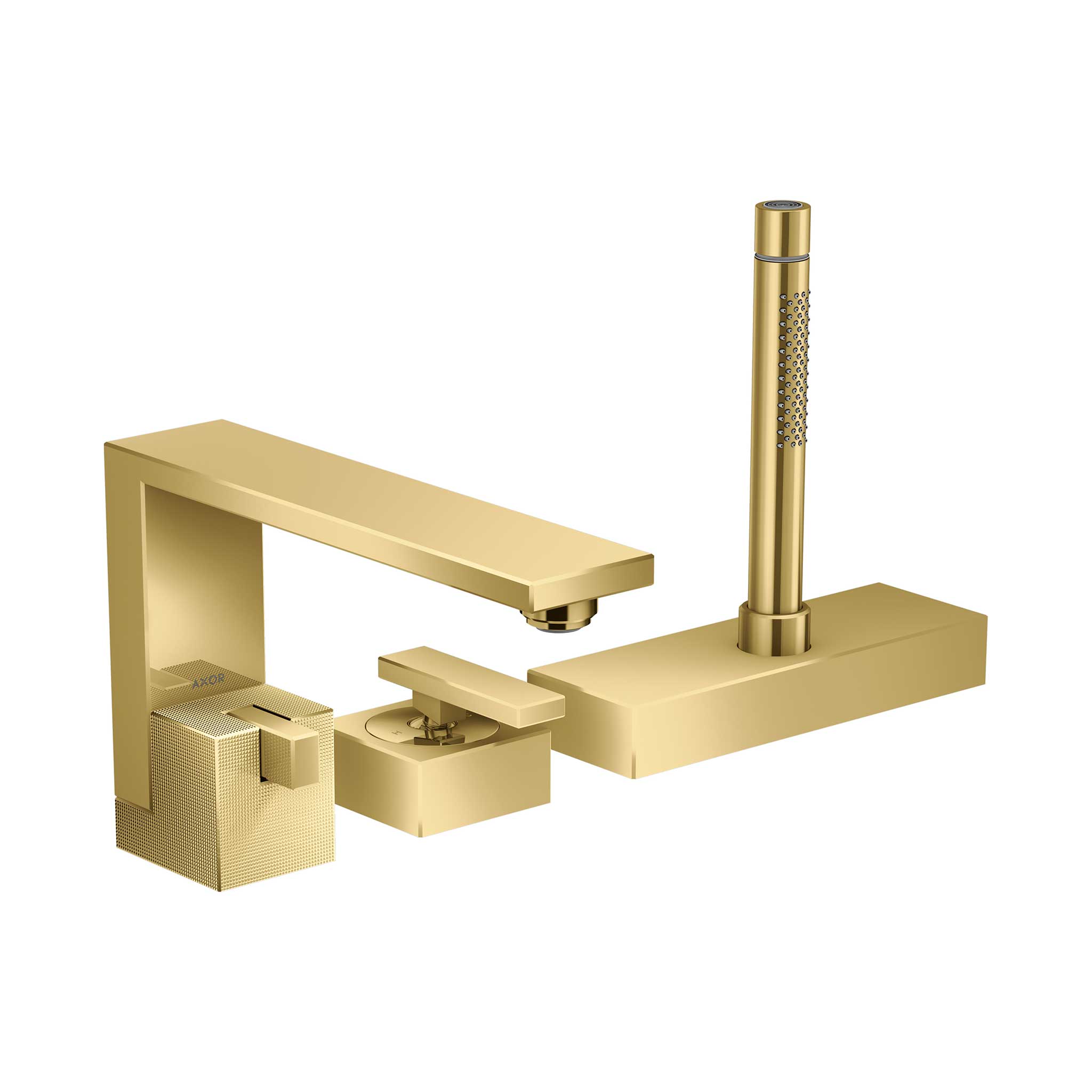 3-Hole Roman Tub Set Trim with 1.75 GPM Handshower - Diamond Cut in Multiple Finishes