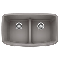 Blanco - 442202 - Valea SILGRANIT 32" 50/50 Double Bowl Undermount Kitchen Sink with Low Divide - Metallic Gray