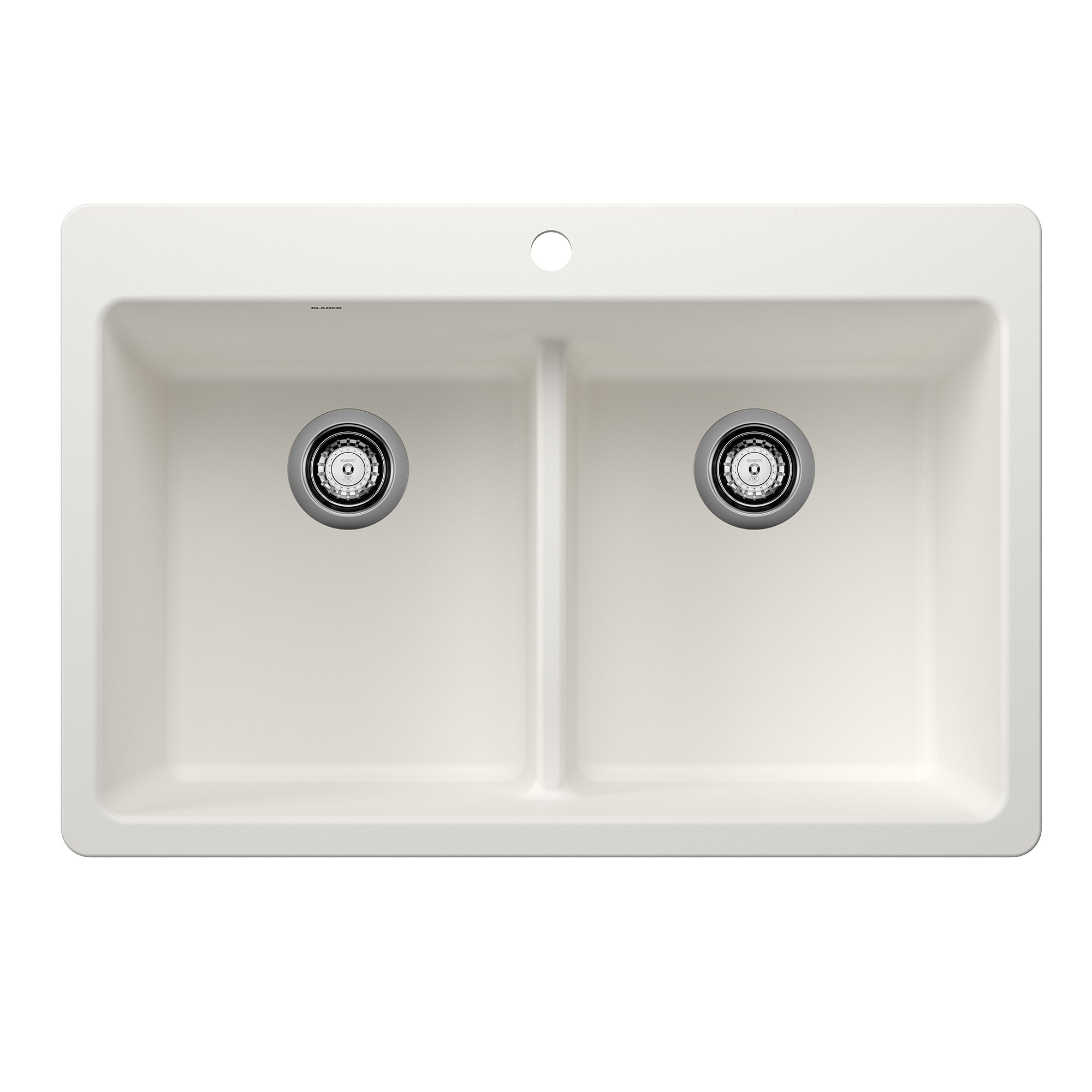 Blanco - 443205 - Liven SILGRANIT 33" 50/50 Double Bowl Dual Mount Kitchen Sink with Low Divide - White