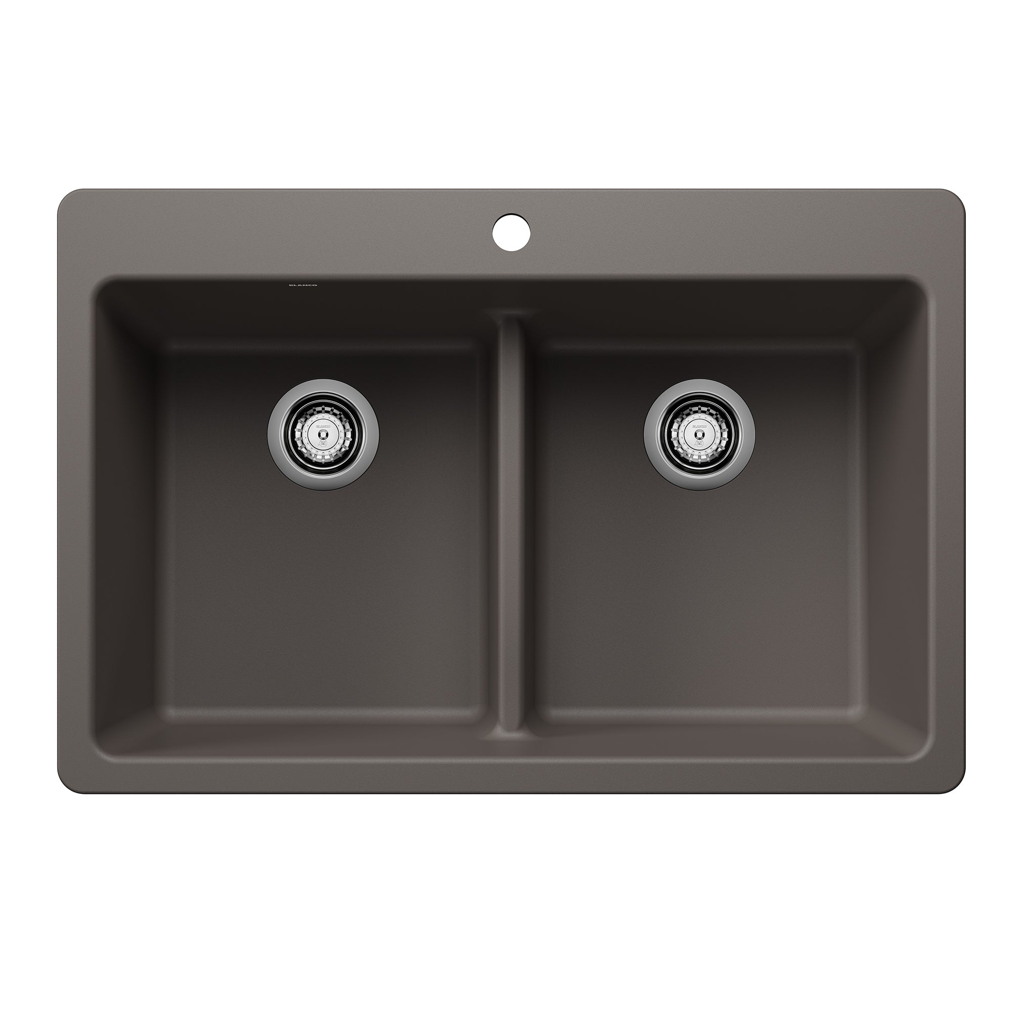 Blanco - 443208 - Liven SILGRANIT 33" 50/50 Double Bowl Dual Mount Kitchen Sink with Low Divide - Volcano Gray