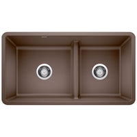 Blanco - 442528 - Precis SILGRANIT 33" 60/40 Reversible Double Bowl Undermount Kitchen Sink with Low Divide - Café