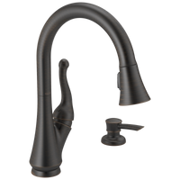 Delta - Single Handle Pull-Down Kitchen Faucet with Soap Dispenser - Venetian Bronze - 16968-RBSD-DST