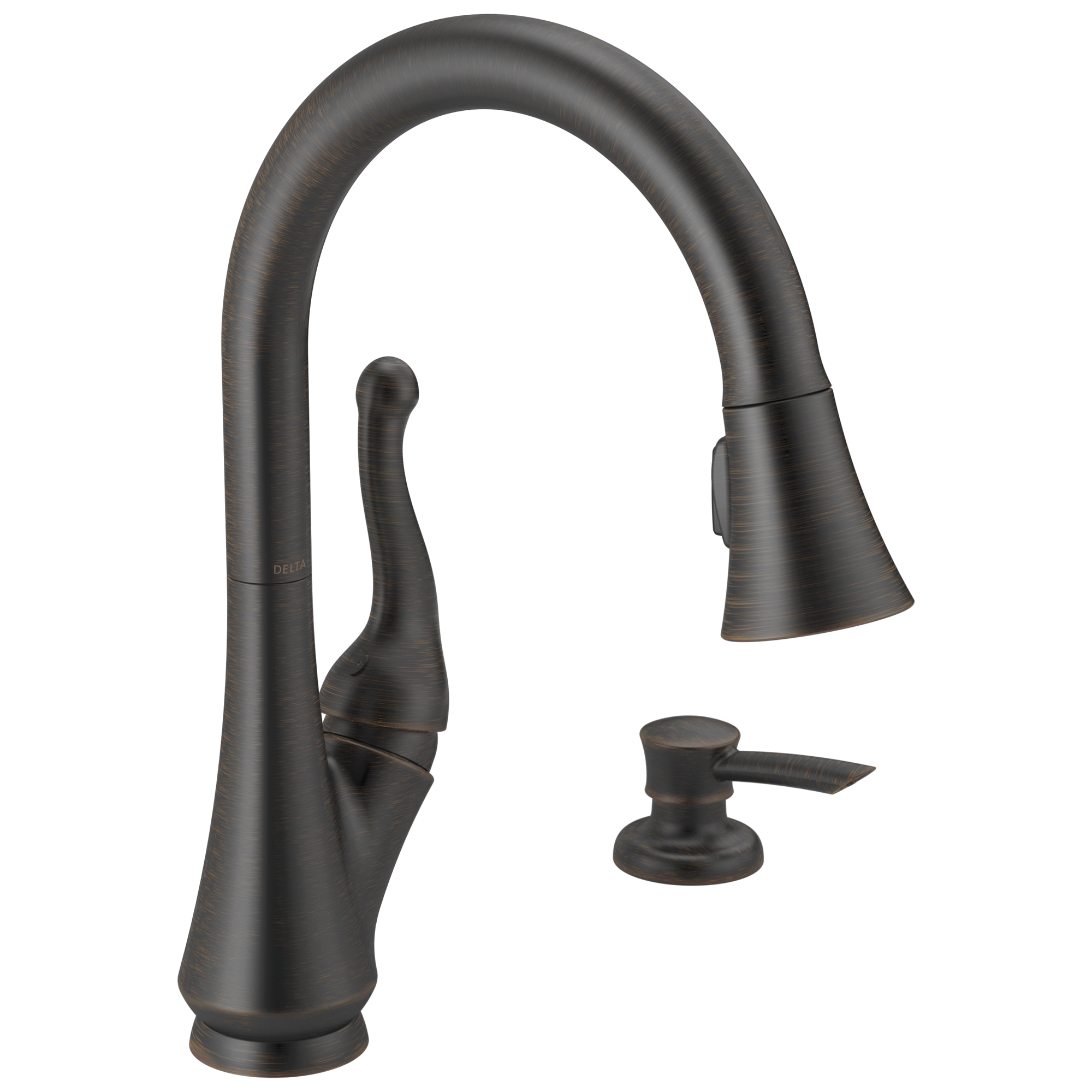 Delta - Single Handle Pull-Down Kitchen Faucet with Soap Dispenser - Venetian Bronze - 16968-RBSD-DST