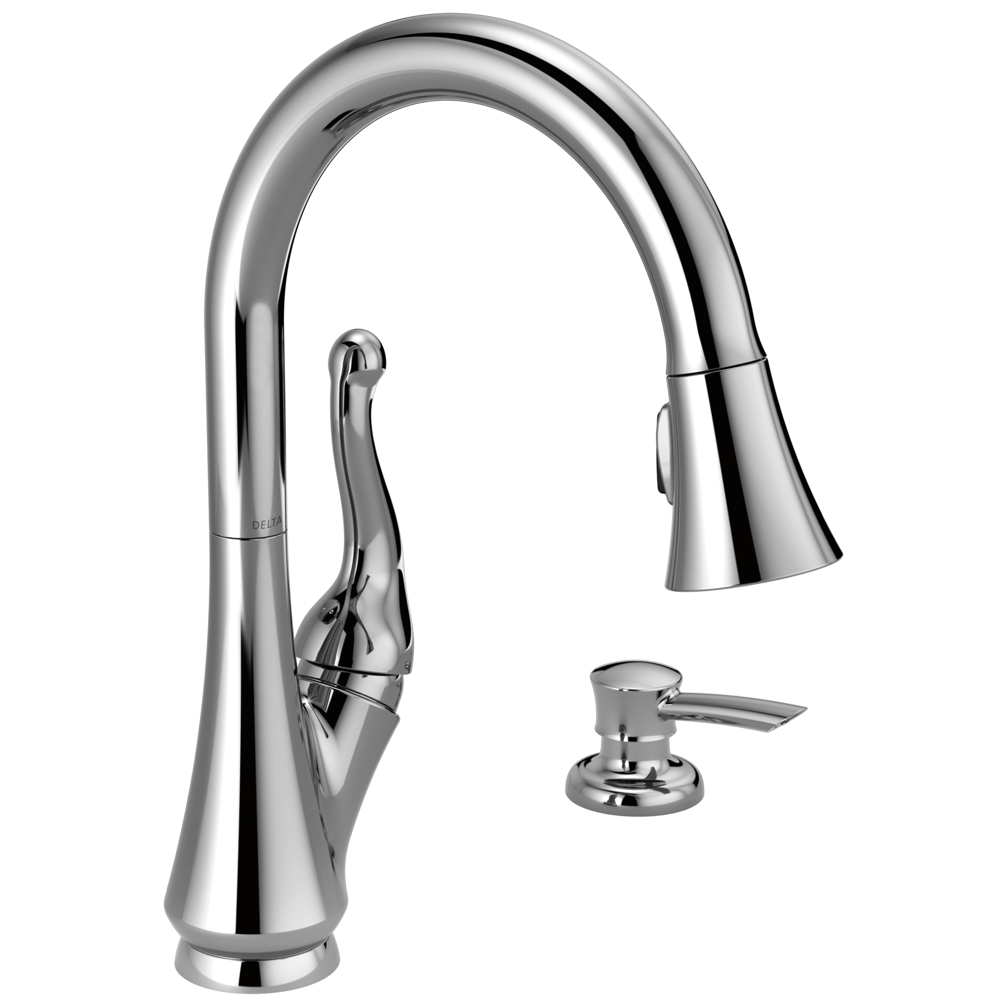 Delta - Single Handle Pull-Down Kitchen Faucet with Soap Dispenser - Chrome - 16968-SD-DST