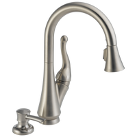 Delta - Single Handle Pull-Down Kitchen Faucet with Soap Dispenser - Stainless - 16968-SSSD-DST