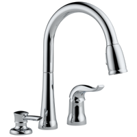 Delta - Single Handle Pull-Down Kitchen Faucet with Soap Dispenser - Chrome - 16970-SD-DST