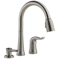 Delta - Single Handle Pull-Down Kitchen Faucet with Soap Dispenser - Stainless - 16970-SSSD-DST