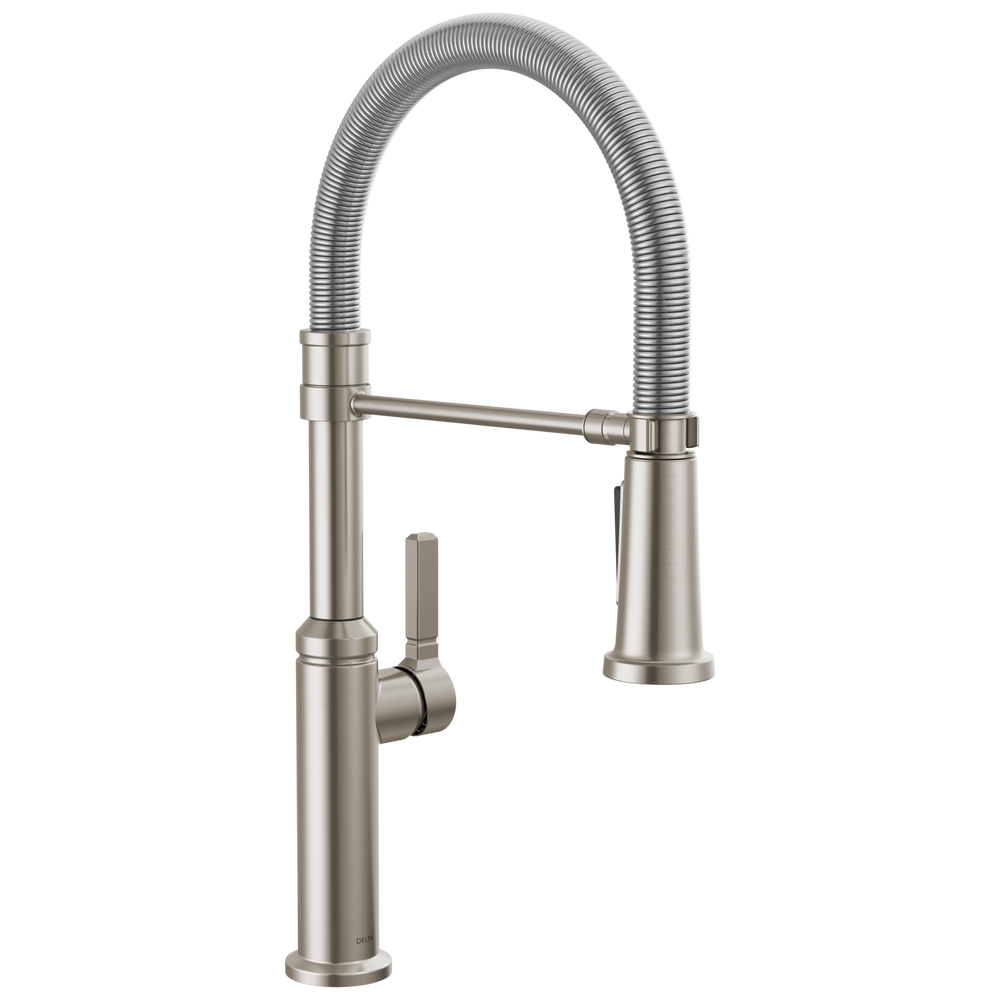 Delta - Single Handle Pull-Down Kitchen Faucet With Spring Spout - Stainless - 18829-SS-DST