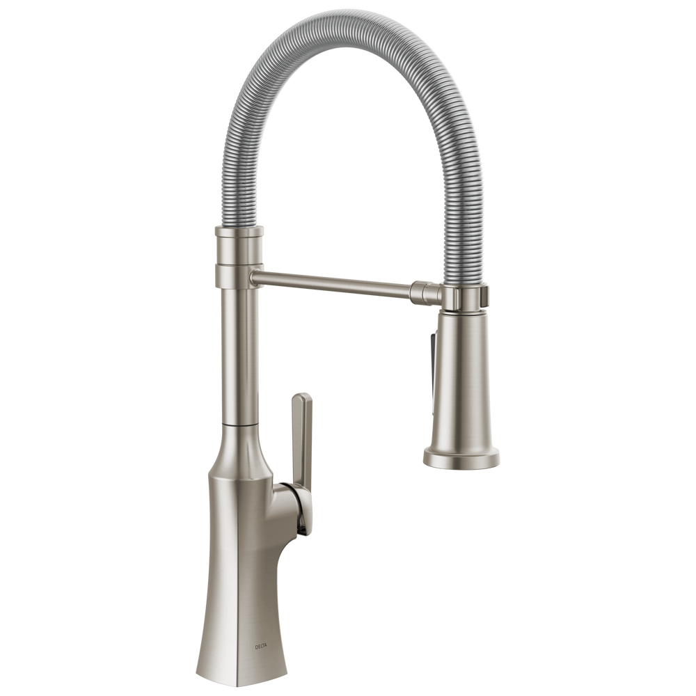 Delta - Single Handle Pull-Down Kitchen Faucet With Spring Spout - Stainless - 18887-SS-DST