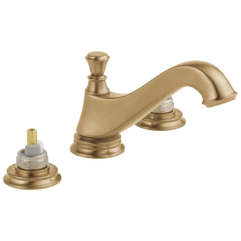 Delta - Two Handle Widespread Bathroom Faucet - Low Arc Spout - Less Handles - Champagne Bronze - 3595LF-CZMPU-LHP