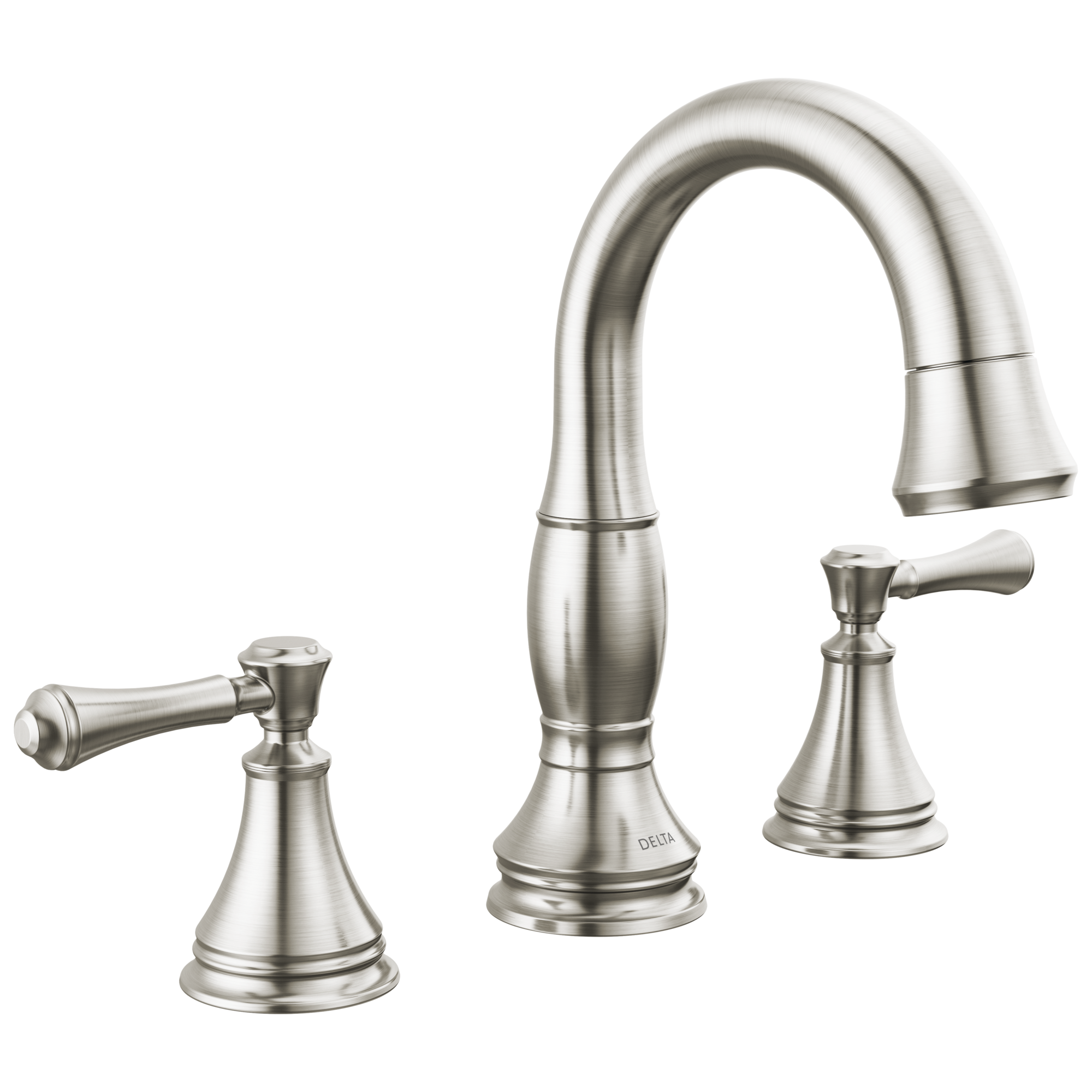 Delta - Two Handle Widespread Pull Down Bathroom Faucet - Stainless - 3597-SSPD-DST