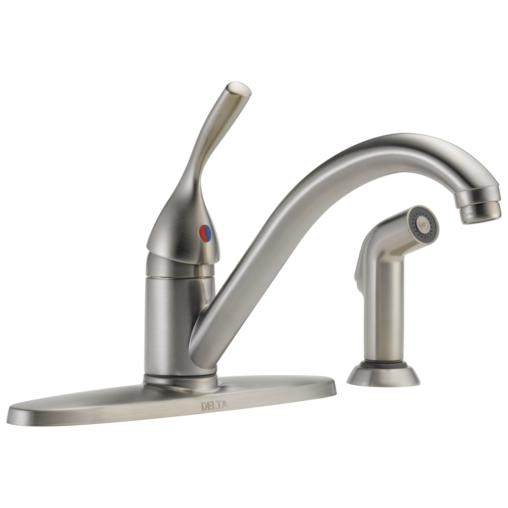 Delta - Single Handle Kitchen Faucet with Spray - Stainless - 400-SS-DST