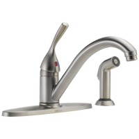 Delta - Single Handle Kitchen Faucet with Spray - Stainless - 400-SS-DST