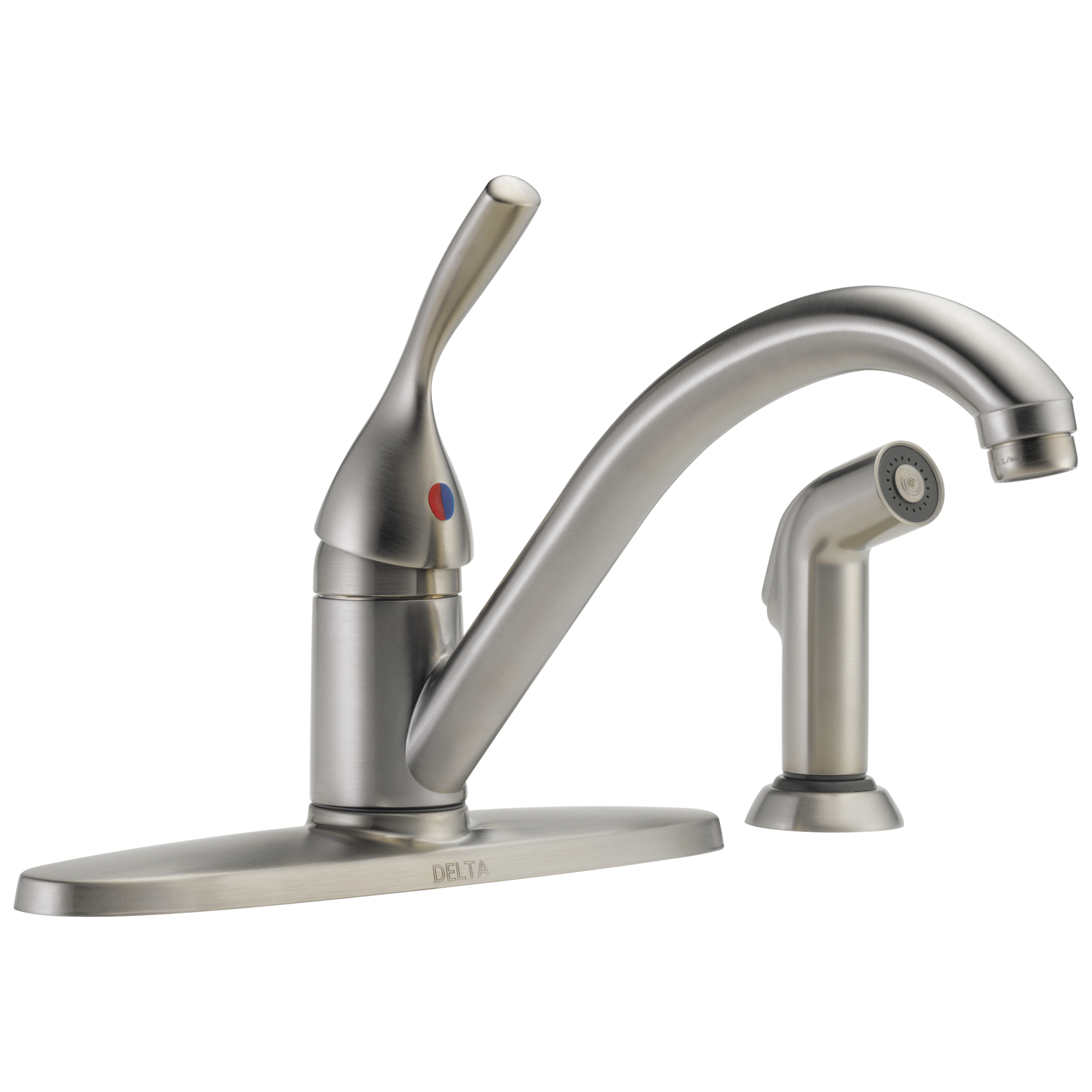 Delta - Single Handle Kitchen Faucet with Spray - Stainless - 400-SS-DST