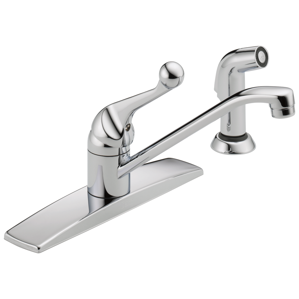 Delta - Single Handle Kitchen Faucet with Spray - Chrome - 400LF-WF