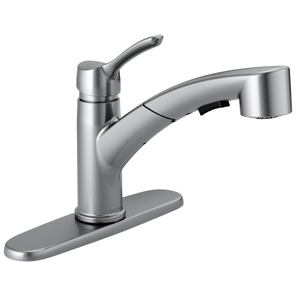 Delta - Single Handle Pull-Out Kitchen Faucet - Arctic Stainless - 4140-AR-DST