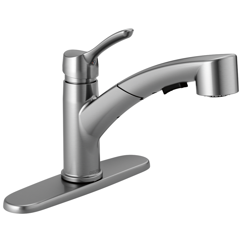 Delta - Single Handle Tract-Pack Pull-Out Kitchen Faucet - Arctic Stainless - 4140-ARTP-DST