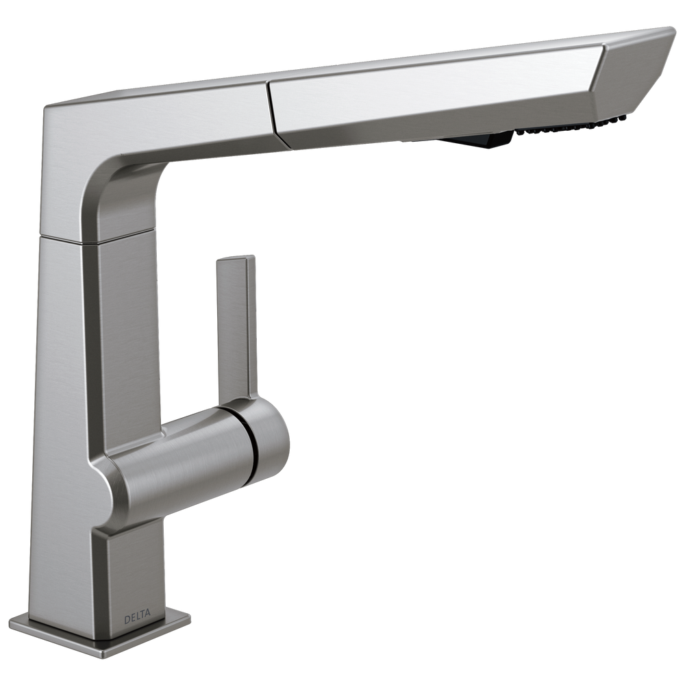 Delta - Single Handle Pull Out Kitchen Faucet - Arctic Stainless - 4193-AR-DST