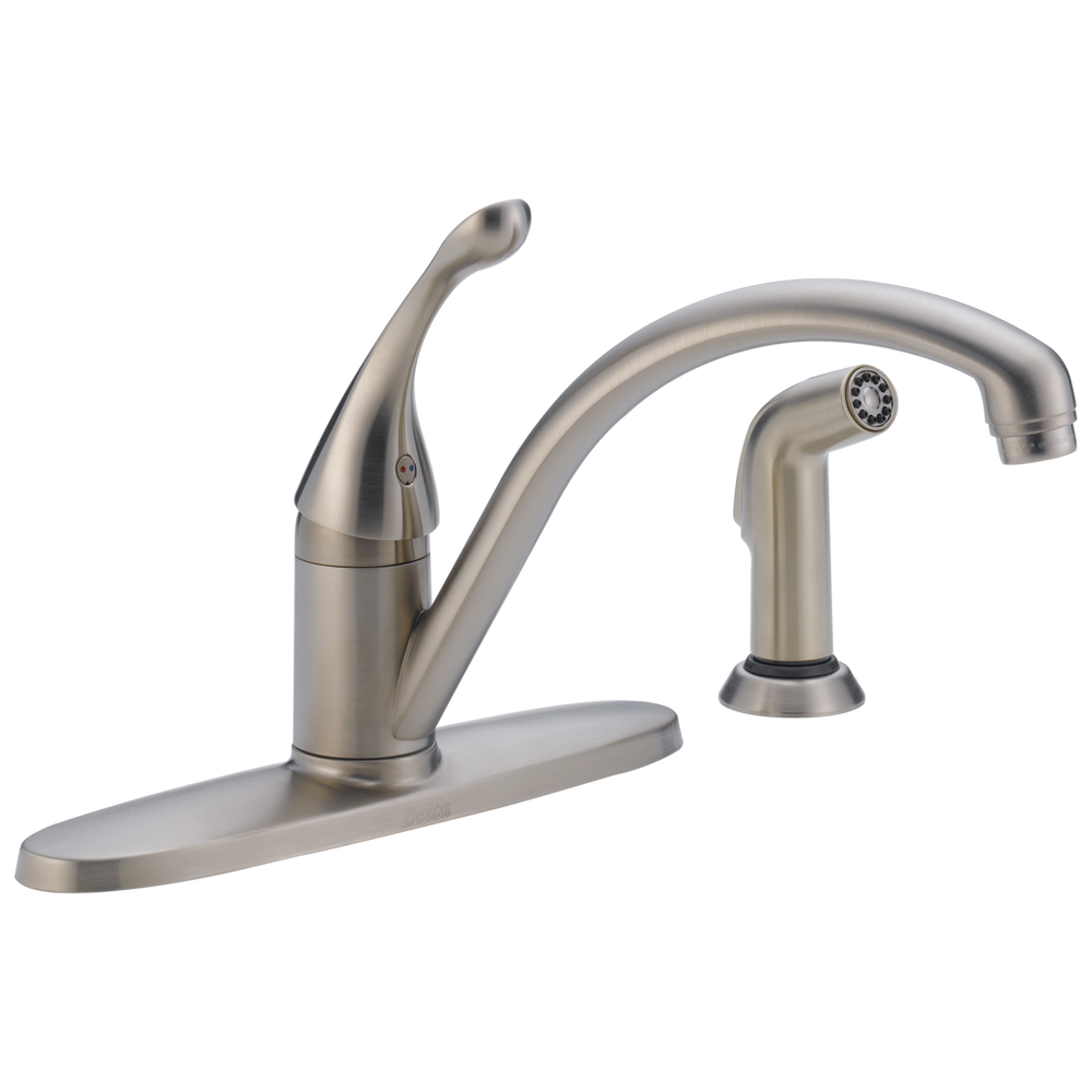 Delta - Single Handle Kitchen Faucet with Spray - Stainless - 440-SS-DST