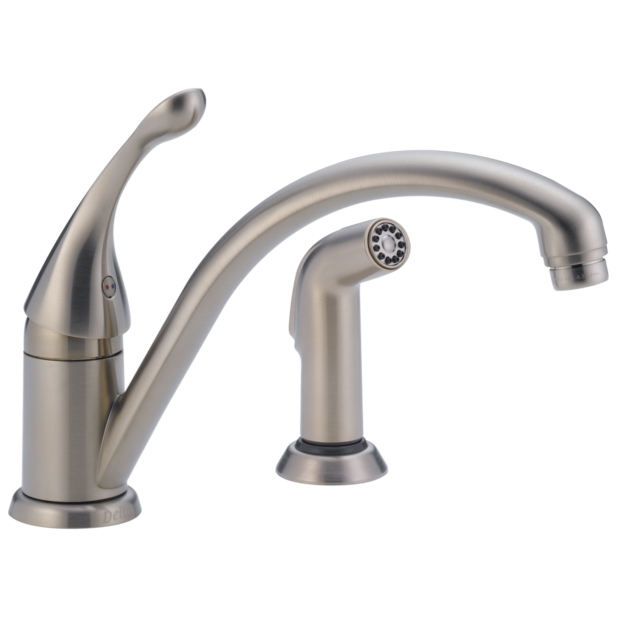 Delta - Single Handle Kitchen Faucet with Spray - Stainless - 441-SS-DST